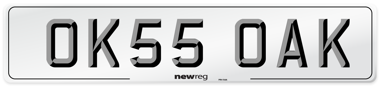 OK55 OAK Number Plate from New Reg